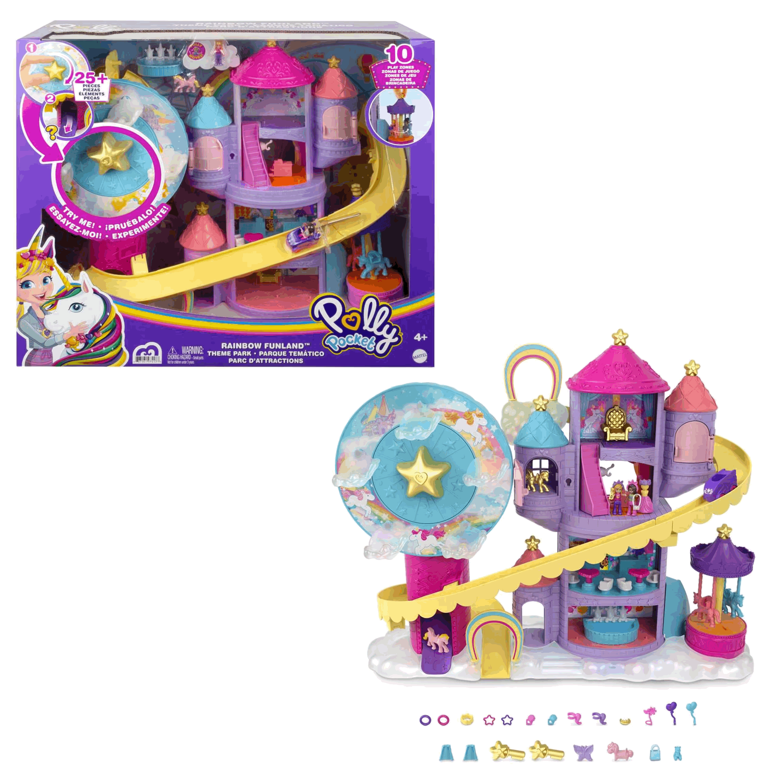 Polly Pocket Rainbow Funland Theme Park - Parque Diversiones Fantasía